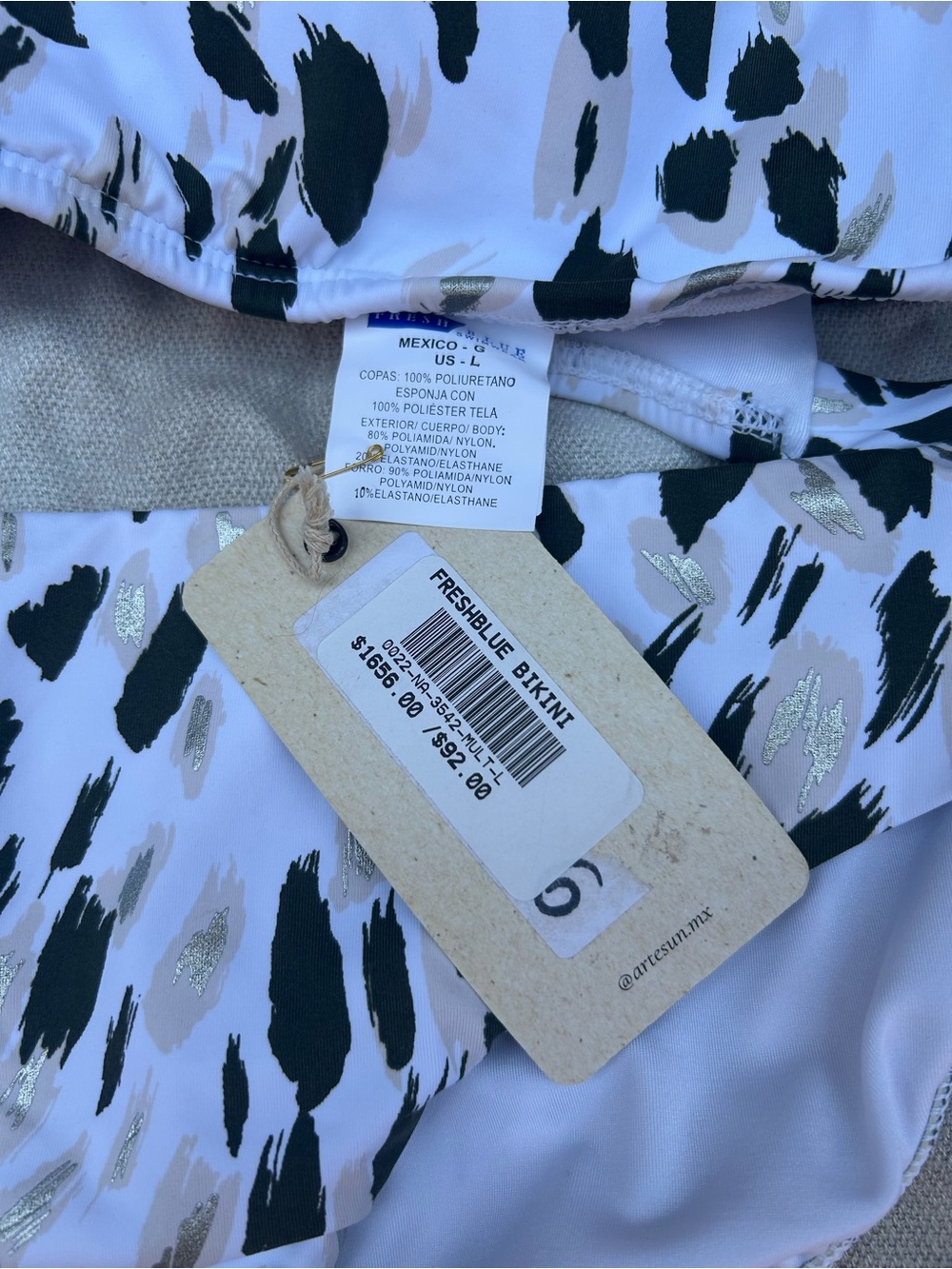 White Animal Print One-Shoulder Bikini Set - Picture 4 of 7